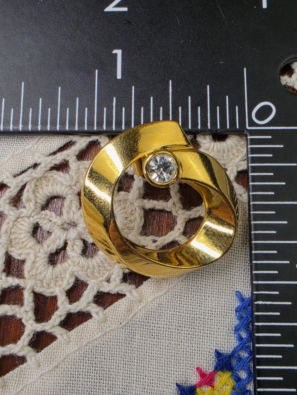 Avon Gold-Tone Circle Earrings with Clear Crystal Accent